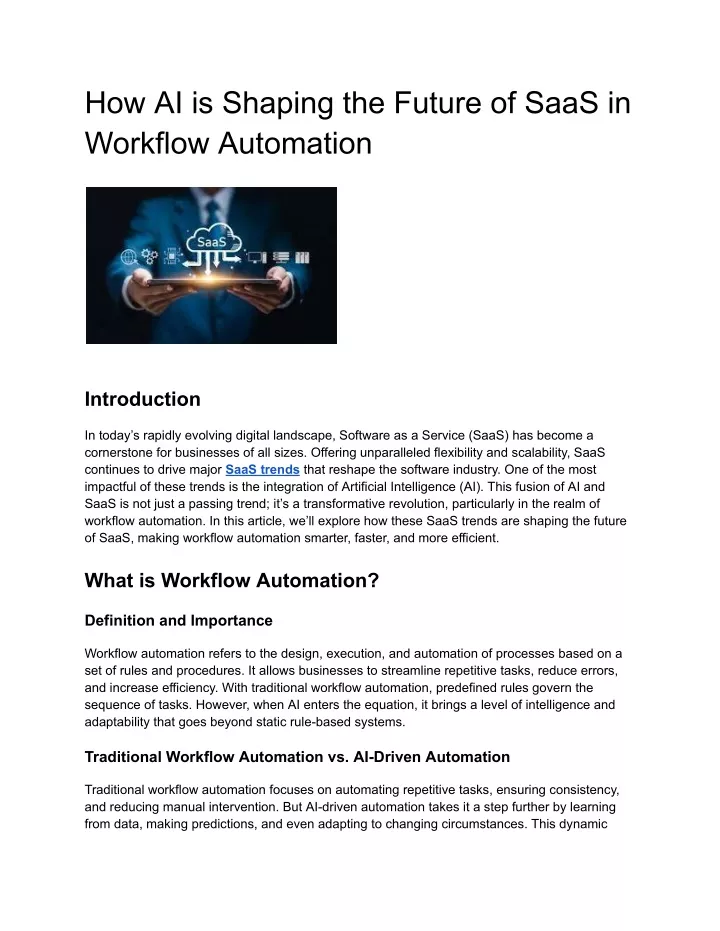 how ai is shaping the future of saas in workflow