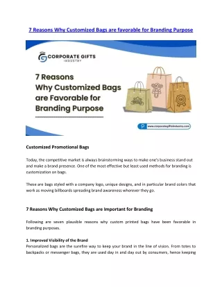 7 reasons why customized bags are favorable
