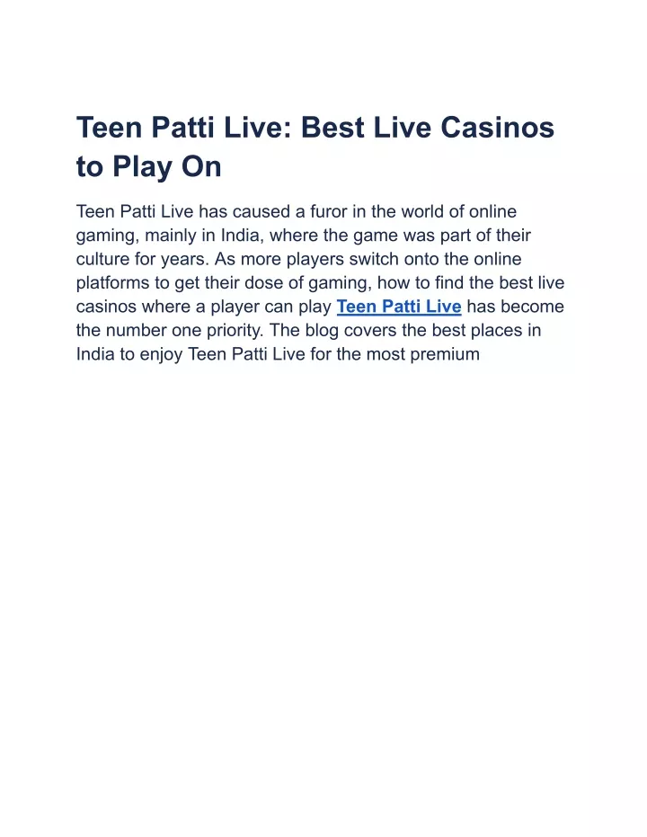 teen patti live best live casinos to play on