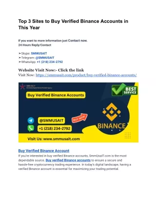 Top 3 Sites to Buy Verified Binance Accounts in This Year