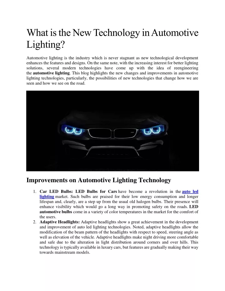 what is the new technology in automotive lighting