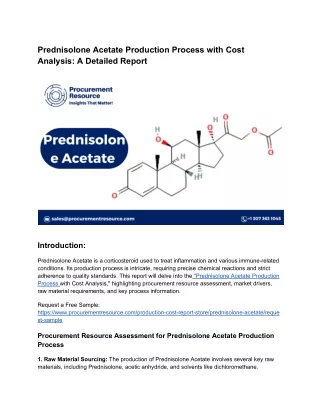 Prednisolone Acetate Production Process with Cost Analysis_ A Detailed Report