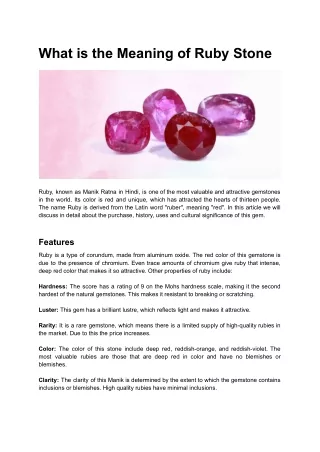 What is the Meaning of Ruby Stone