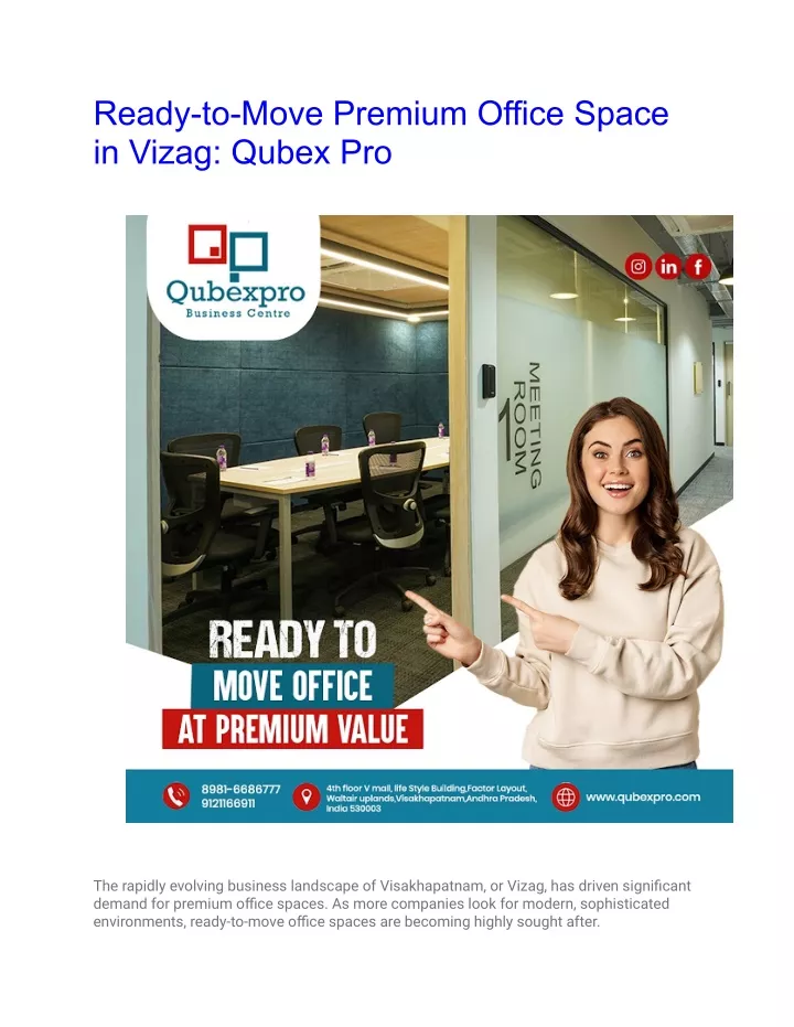 ready to move premium office space in vizag qubex