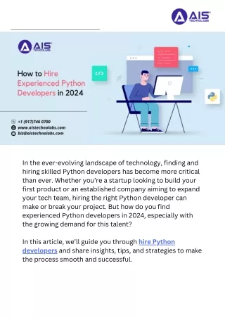 How to Hire Experienced Python Developers in 2024
