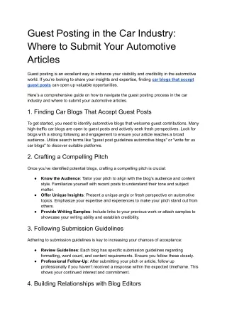 Guest Posting in the Car Industry: Where to Submit Your Automotive Articles