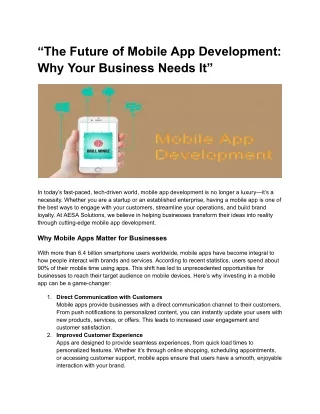 “The Future of Mobile App Development: Why Your Business Needs It”