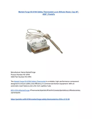 Market Forge 93-0194 Safety Thermostat Lccm W_Auto Reset, Cap 36_, 450F _ PartsFe