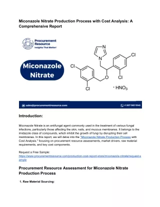 Miconazole Nitrate Production Process with Cost Analysis_ A Comprehensive Report