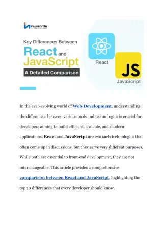 Top 10 Differences Between React and JavaScript: A Detailed Comparison