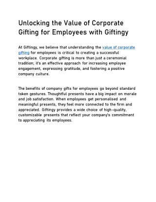 Unlocking the Value of Corporate Gifting for Employees with Giftingy