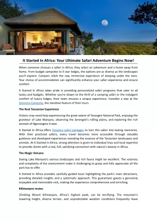 It Started In Africa Your Ultimate Safari Adventure Begins Now!