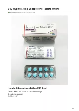 Buy Hypnite 3 mg Eszopiclone Tablets Online