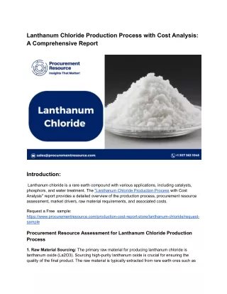 Lanthanum Chloride Production Process with Cost Analysis_ A Comprehensive Report
