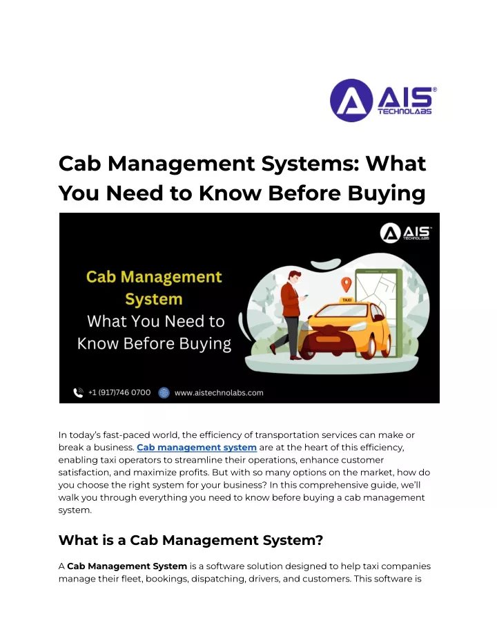 cab management systems what you need to know