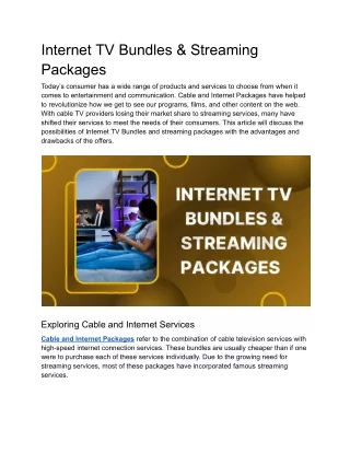 Internet TV Bundles & Streaming Packages