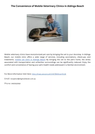 The Convenience of Mobile Veterinary Clinics in Aldinga Beach