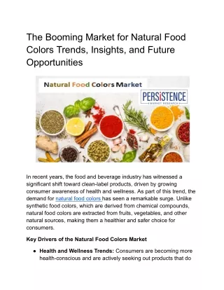 The Booming Market for Natural Food Colors Trends, Insights