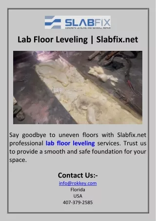 Lab Floor Leveling  Slabfix.net