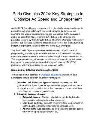 Paris Olympics 2024 Key Advertising Strategies