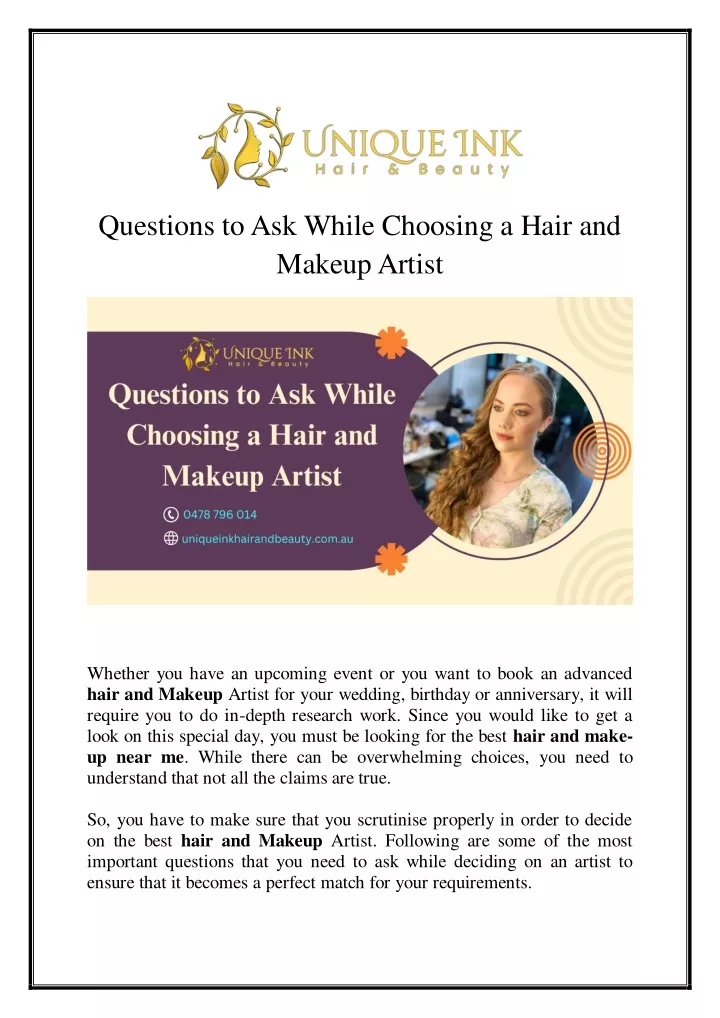 questions to ask while choosing a hair and makeup