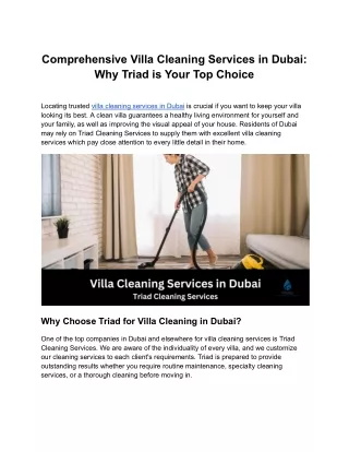 Villa Cleaning Service in Dubai