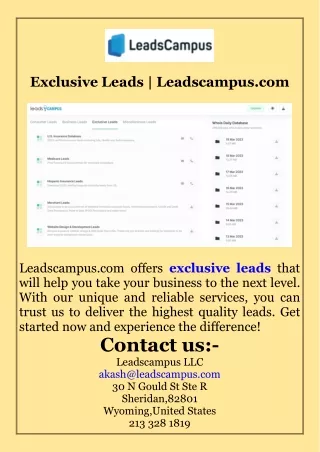 Exclusive Leads  Leadscampus.com