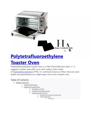Polytetrafluoroethylene Toaster Oven