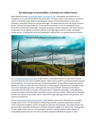 the advantages of sustainability a direction