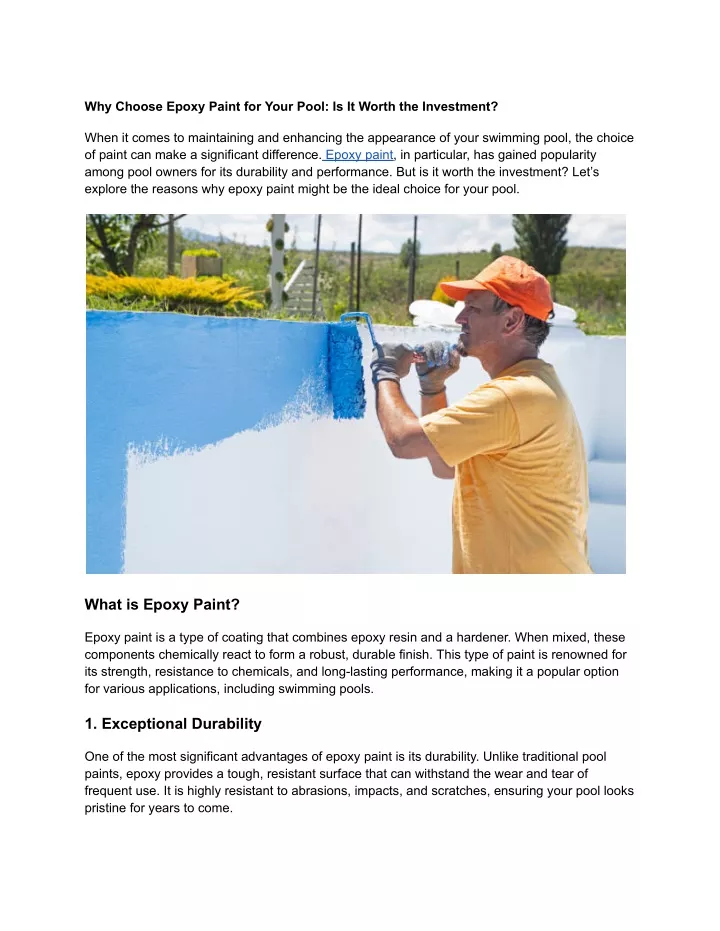 why choose epoxy paint for your pool is it worth