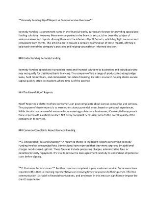 Kennedy Funding Ripoff Report