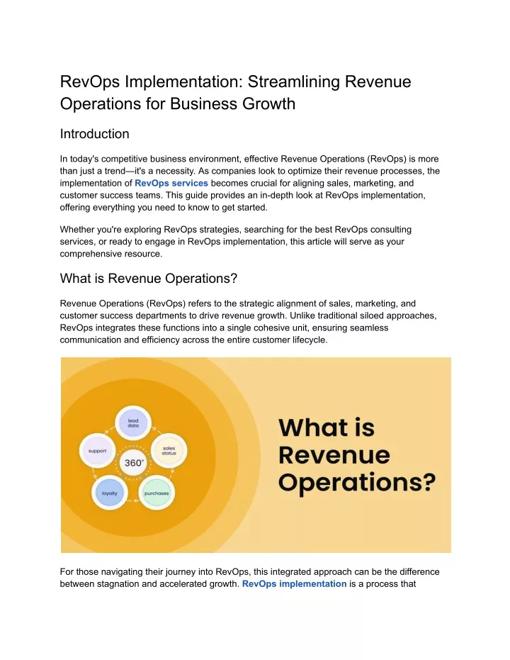 revops implementation streamlining revenue