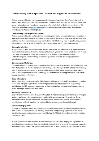 understanding autism spectrum disorder