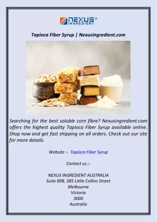 Tapioca Fiber Syrup  Nexusingredient.com