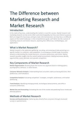 The Difference between Marketing Research and Market Research