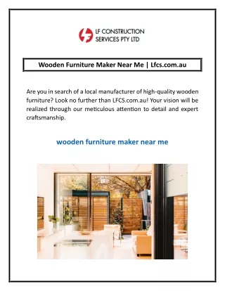 Wooden Furniture Maker Near Me | Lfcs.com.au