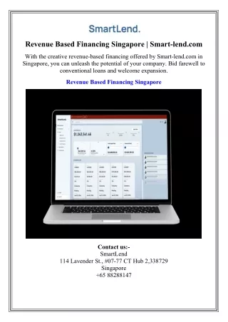 Revenue Based Financing Singapore  Smart-lend.com
