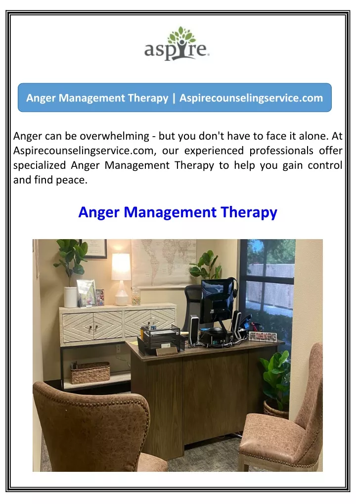 anger management therapy aspirecounselingservice