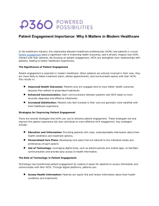 Patient Engagement