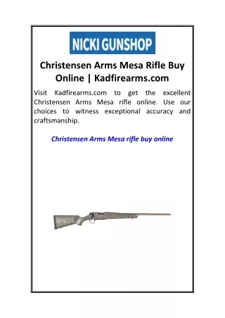 Christensen Arms Mesa Rifle Buy Online  Kadfirearms.com