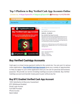 Top 5 Platform to Buy Verified Cash App Accounts Online