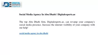Social Media Agency In Abu Dhabi Digitalexperts.ae