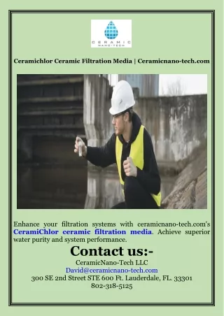 Ceramichlor Ceramic Filtration Media  Ceramicnano-tech.com