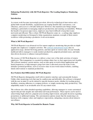 Enhancing Productivity with 360 Work Reporter