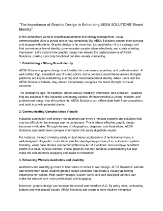 “The Importance of Graphic Design in Enhancing AESA SOLUTIONS’ Brand Identity”