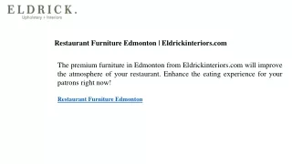 Restaurant Furniture Edmonton  Eldrickinteriors.com