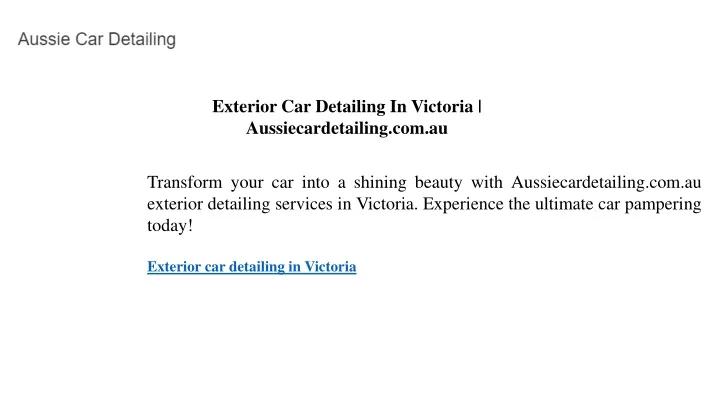 exterior car detailing in victoria