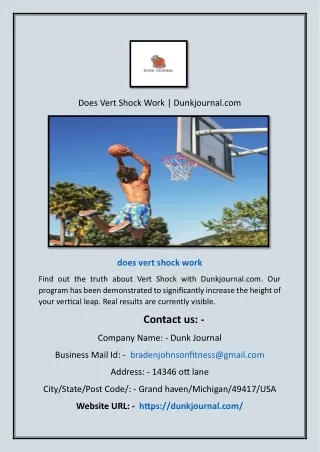 Does Vert Shock Work | Dunkjournal.com