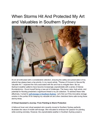 When Storms Hit And Protected My Art and Valuables in Southern Sydney