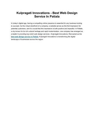 Kulpragati Innovations - Best Web Design Service In Patiala